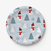 Schönes Snowman Weihnachtsbaum Weihnachtsbaum Part Pappteller (Vorderseite)