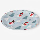 Schönes Snowman Weihnachtsbaum Weihnachtsbaum Part Pappteller (Schrägansicht)