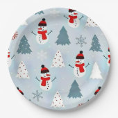 Schönes Snowman Weihnachtsbaum Weihnachtsbaum Part Pappteller (Vorderseite)