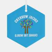 Schönes Social Work Zitat Blue Christmas Ornament Aus Glas (Rückseite)