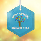 Schönes Social Work Zitat Blue Christmas Ornament Aus Glas