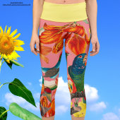 Schönes Sommermuster von Blume und Vögeln Capri Leggings