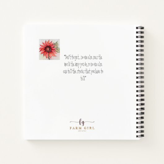 Schönes Sonnenblumen-Notebook und Journal Notizblock (Rückseite)