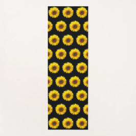 Schönes Sonnenblumenmuster auf schwarz Yogamatte