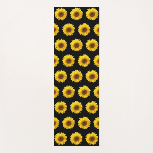 Schönes Sonnenblumenmuster auf schwarz Yogamatte (Vorderseite)