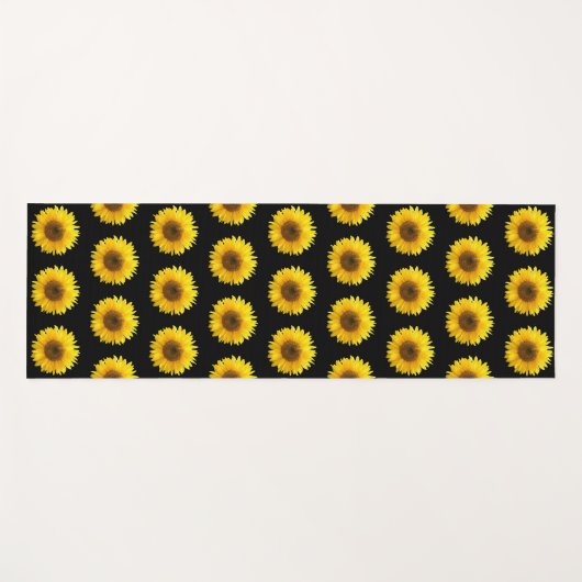 Schönes Sonnenblumenmuster auf schwarz Yogamatte (Vorderseite (Horizontal))