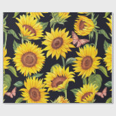 Schönes Sonnenblumenmuster Geschenkpapier (Flach)
