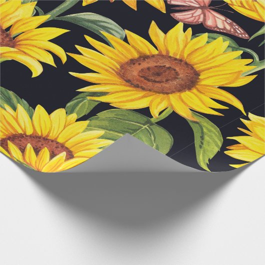 Schönes Sonnenblumenmuster Geschenkpapier (Ecke)