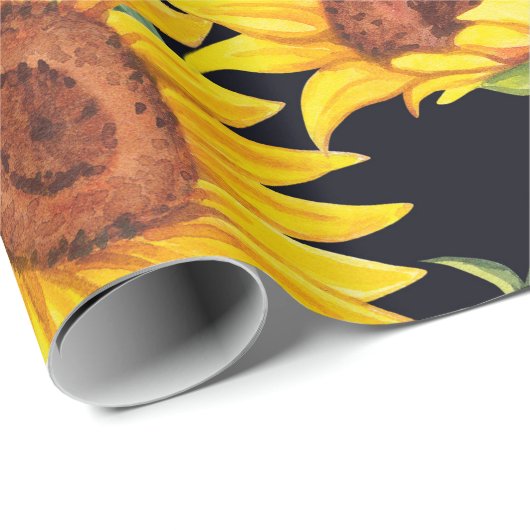 Schönes Sonnenblumenmuster Geschenkpapier (Rolleneckpunkt)