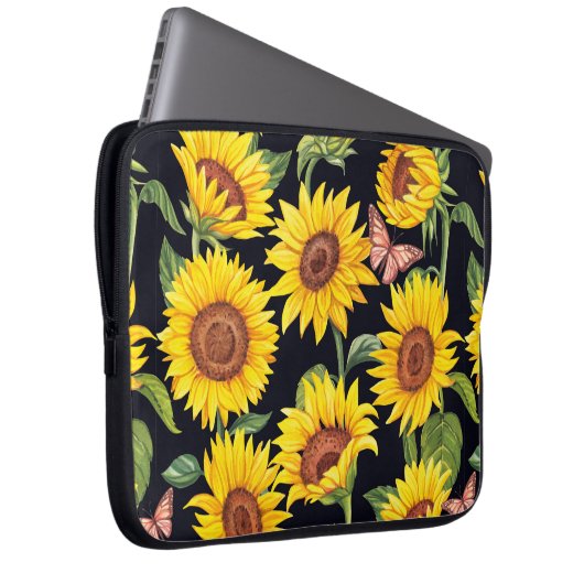 Schönes Sonnenblumenmuster Laptopschutzhülle (Vorne Rechts)