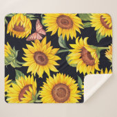 Schönes Sonnenblumenmuster Sherpadecke (Vorderseite (Horizontal))