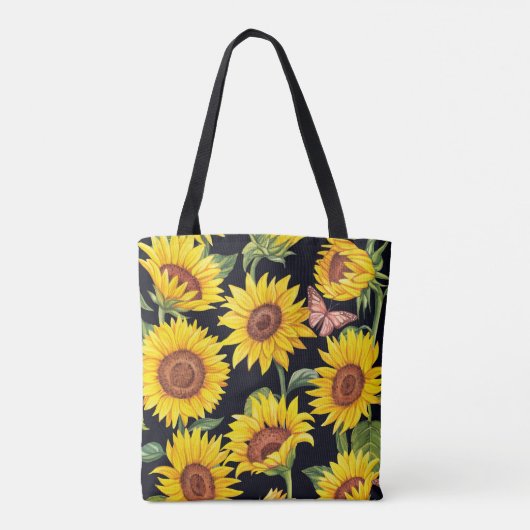 Schönes Sonnenblumenmuster Tasche (Rückseite)