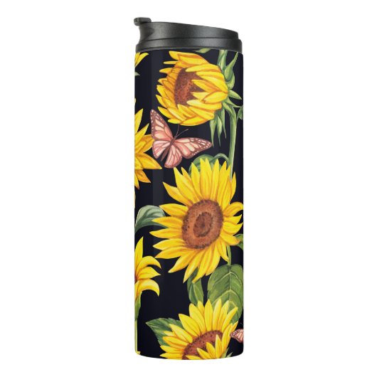 Schönes Sonnenblumenmuster Thermosbecher (Nach rechts gedreht)