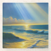 Schönes Sonnenlicht im Ozean Glasuntersetzer (Vorderseite)