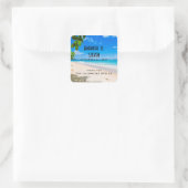 Schönes Sonnenstrand Foto Hochzeit Quadratischer Aufkleber (Tasche)