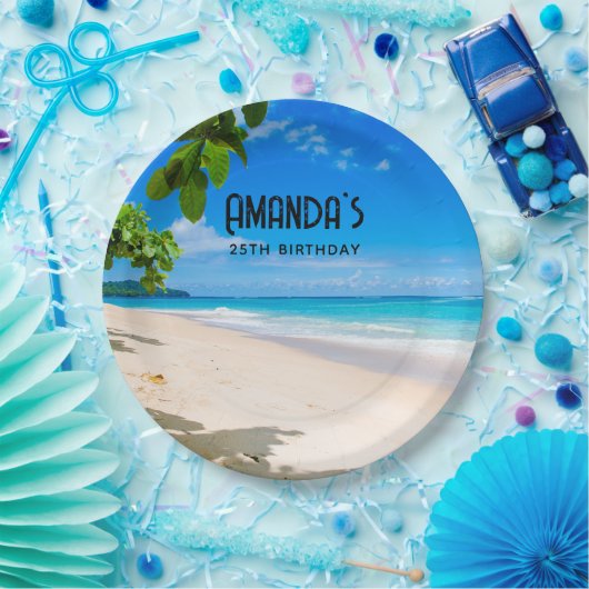 Schönes Sonnenstrand Foto zum Geburtstag Pappteller (Party)