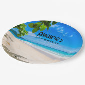 Schönes Sonnenstrand Foto zum Geburtstag Pappteller (Schrägansicht)