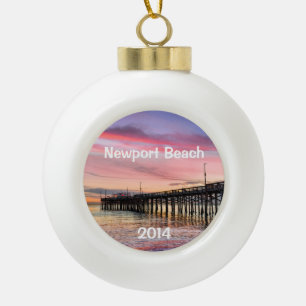 Schönes Sonnenuntergang am Newport Beach Keramik Kugel-Ornament