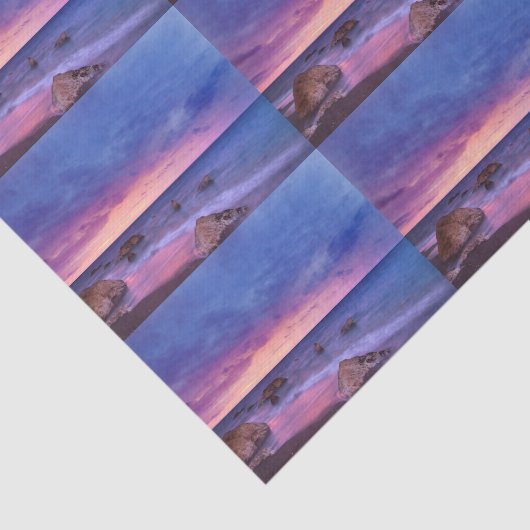 Schönes Sonnenuntergang Küste Foto Muster Seidenpapier (Ausschnitt)