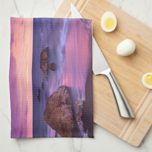 Schönes Sonnenuntergang Küstenbild Geschirrtuch (Viertel Falte)