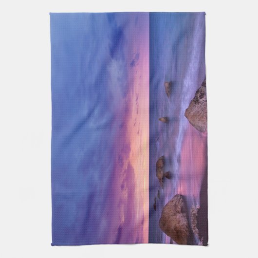 Schönes Sonnenuntergang Küstenbild Geschirrtuch (Vertikal)