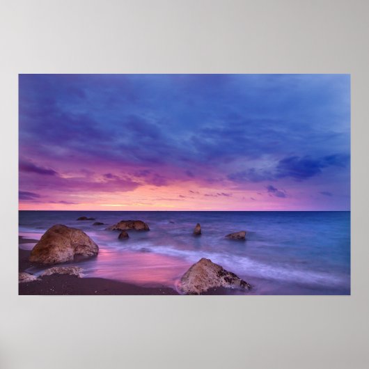 Schönes Sonnenuntergang Küstenbild Poster (Vorne)