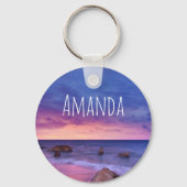 Schönes Sonnenuntergang Küstenbild Schlüsselanhänger (Rückseite)