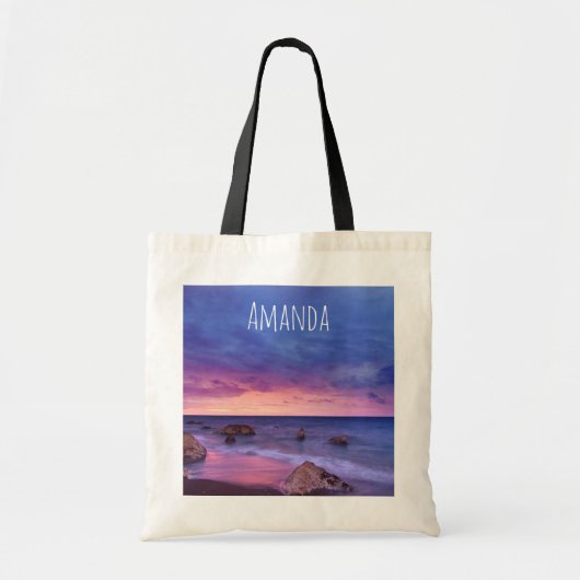 Schönes Sonnenuntergang Küstenbild Tragetasche (Vorne)