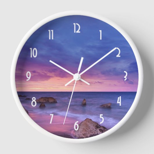 Schönes Sonnenuntergang Küstenbild Uhr (Vorderseite)