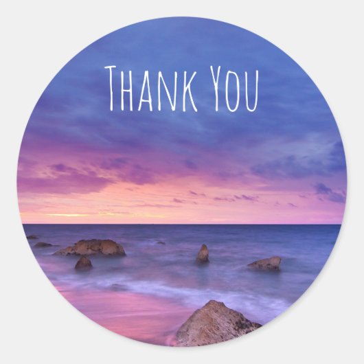 Schönes Sonnenuntergang Küstenfotografie Danke Runder Aufkleber (Vorderseite)