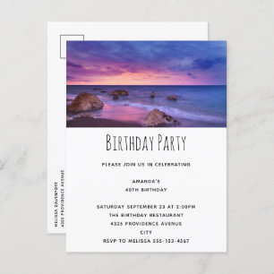 Schönes Sonnenuntergang Küstenfotografie Geburtsta Einladungspostkarte