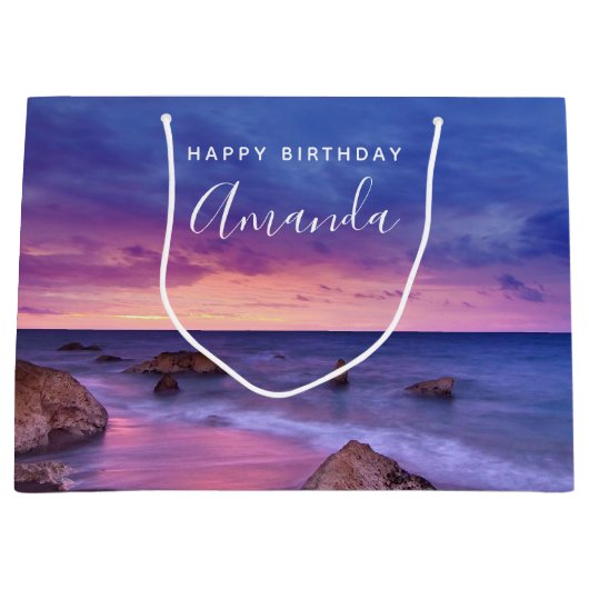 Schönes Sonnenuntergang Küstenfotografie Geburtsta Große Geschenktüte (Vorderseite)