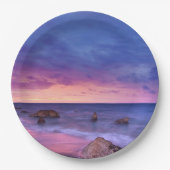Schönes Sonnenuntergang Küstenfotografie Geburtsta Pappteller (Vorderseite)