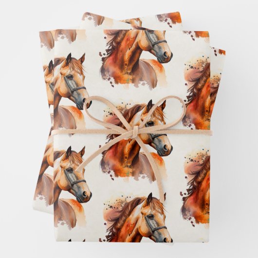 Schönes Sorrel Pferd Portrait Muster Geschenkpapier Set (Beispiel)