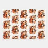 Schönes Sorrel Pferd Portrait Muster Geschenkpapier Set (Vorderseite)