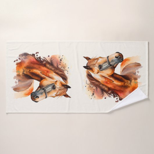 Schönes Sorrel Pferde Portrait Badhandtuch Set (Badehandtuch)
