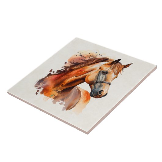 Schönes Sorrel Pferde Portrait Fliese (Seite)