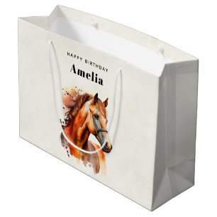 Schönes Sorrel Pferde Portrait Geburtstag Große Geschenktüte