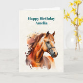Schönes Sorrel Pferde Portrait Geburtstag Karte (Gelbe Blume)