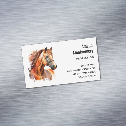 Schönes Sorrel Pferde Portrait Magnetische Visitenkarte (Beispiel)