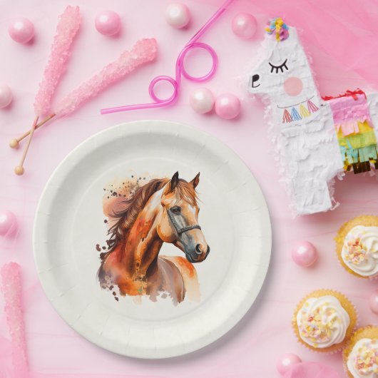 Schönes Sorrel Pferde Portrait Pappteller (Party)