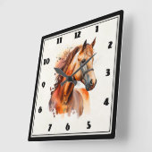 Schönes Sorrel Pferde Portrait Quadratische Wanduhr (Winkel)