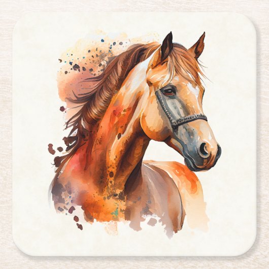 Schönes Sorrel Pferde Portrait Rechteckiger Pappuntersetzer (Vorderseite)