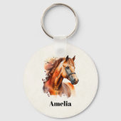 Schönes Sorrel Pferde Portrait Schlüsselanhänger (Vorderseite)