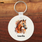 Schönes Sorrel Pferde Portrait Schlüsselanhänger (Vorderseite)