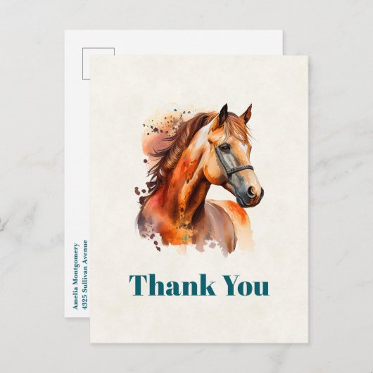 Schönes Sorrel Pferde Portrait Vielen Dank Postkarte (Vorne/Hinten)