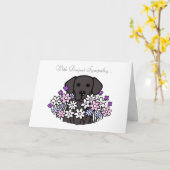 Schönes Soul Black Labrador Illustration Karte (Gelbe Blume)