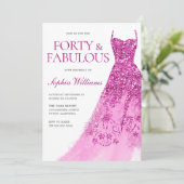 Schönes Sparkle Dress 40. Geburtstag Party Einladung (Stehend Vorderseite)