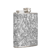 Schönes Sparkle Silver Grau Glitzer Muster Flachmann (Rechts)