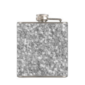 Schönes Sparkle Silver Grau Glitzer Muster Flachmann (Rückseite)